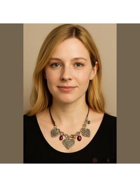 Wire Wrapped Heart Mixed Gemstones Silver Pendant Necklace